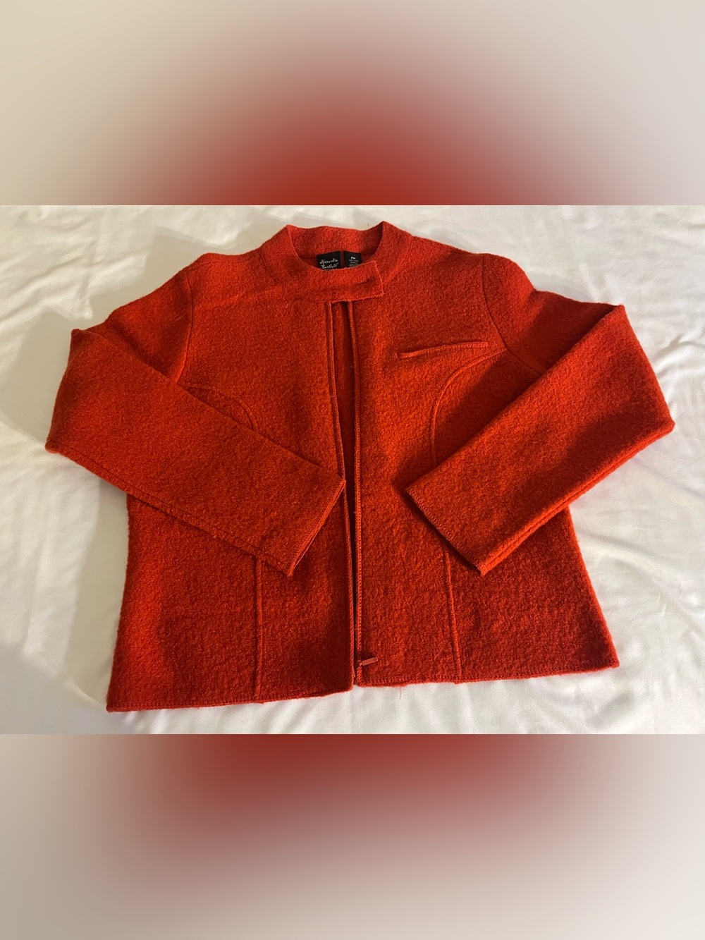 Alexandra Bartlett Bright Red Wool-Blend Zip Jacket